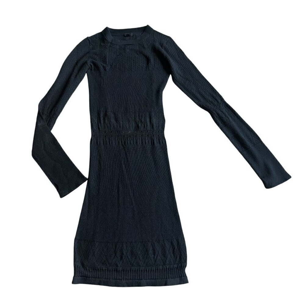 NBD Black Sweater Dress Cutout Waist Long Sleeve Stretch Open Back Size Small